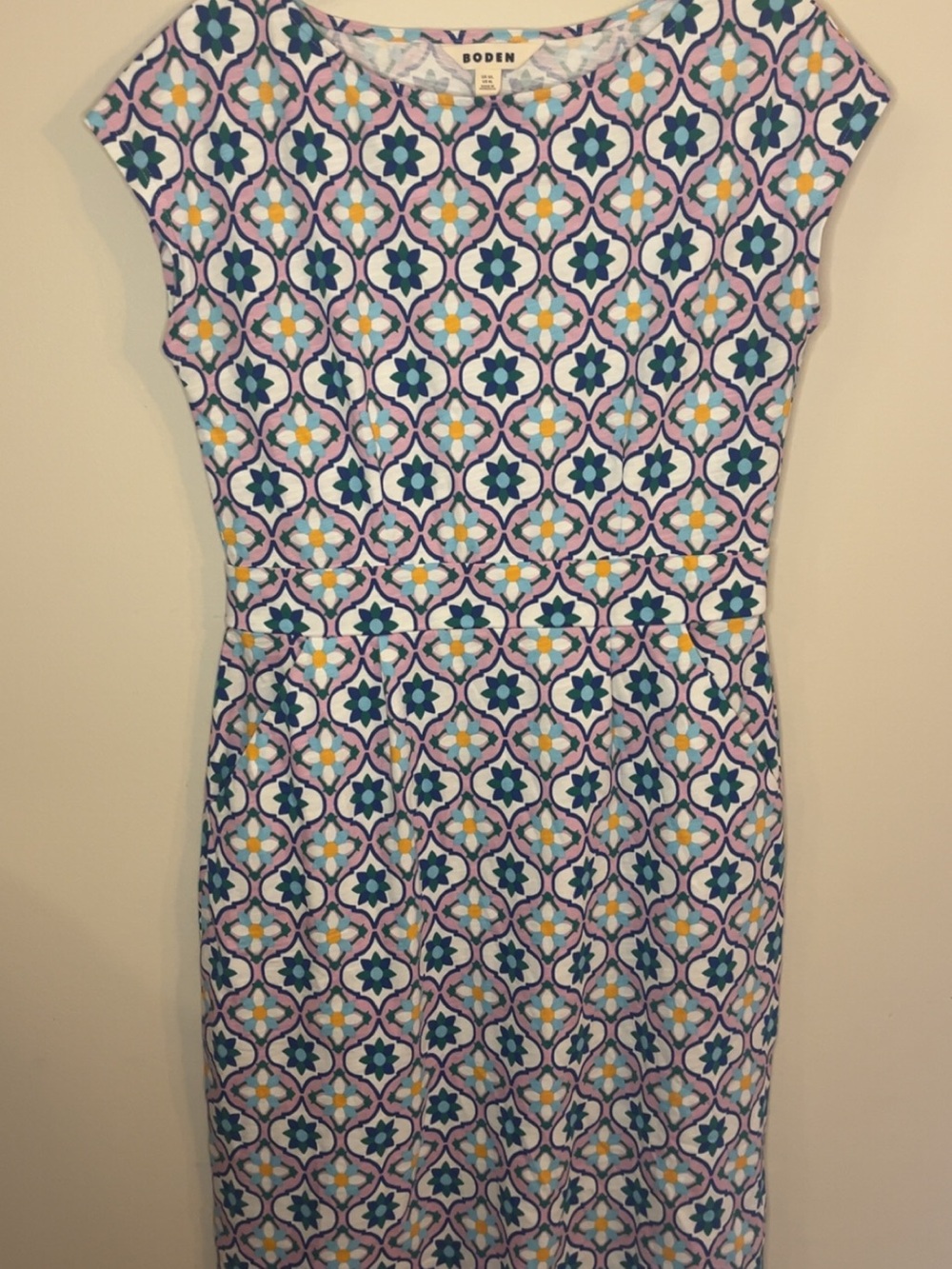 Boden Teal, Purple & Yellow Geo Floral Maxi Dress